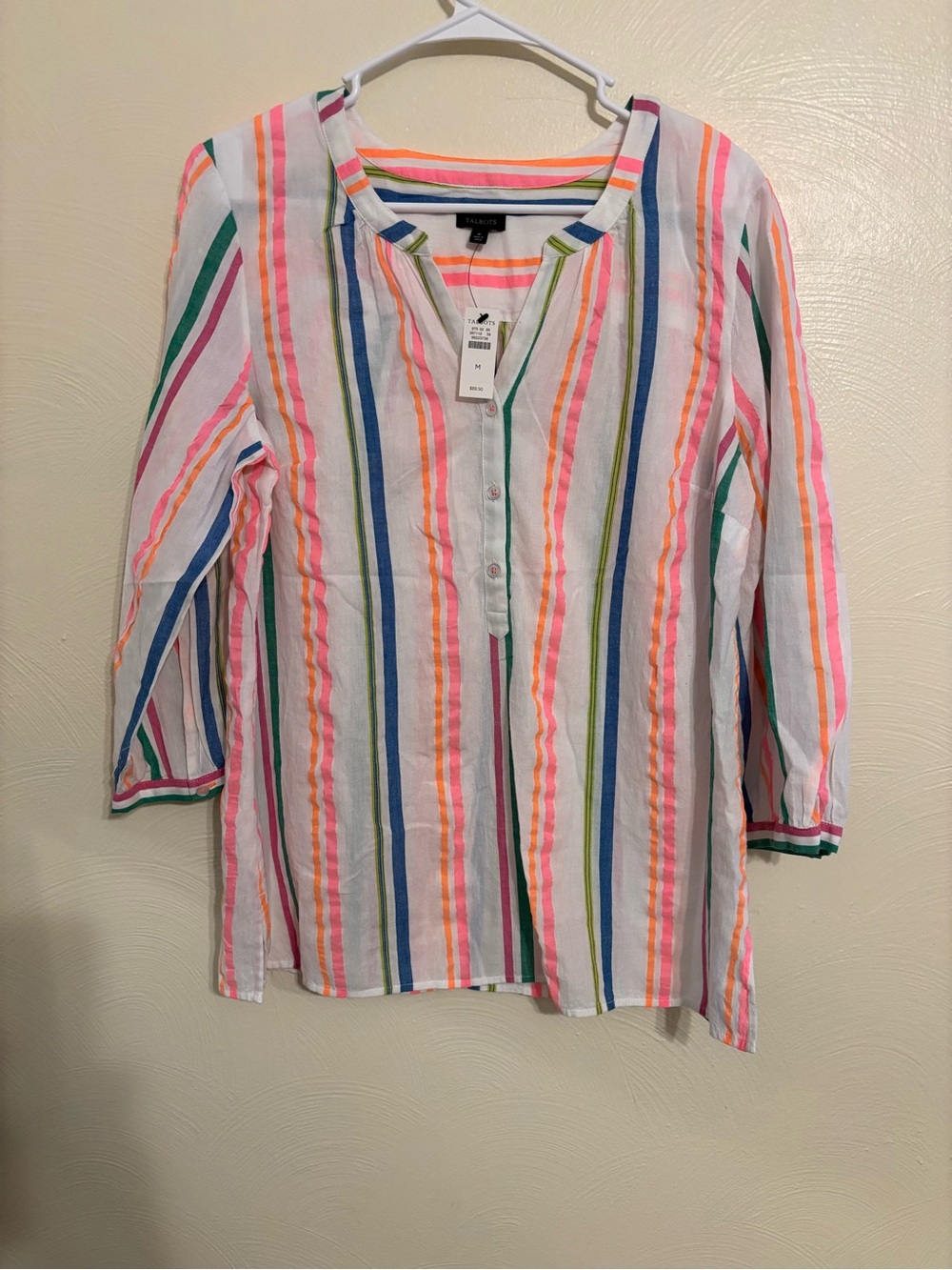 Talbots NWT Multicolor Striped Cotton Blend Tunic Top Medium